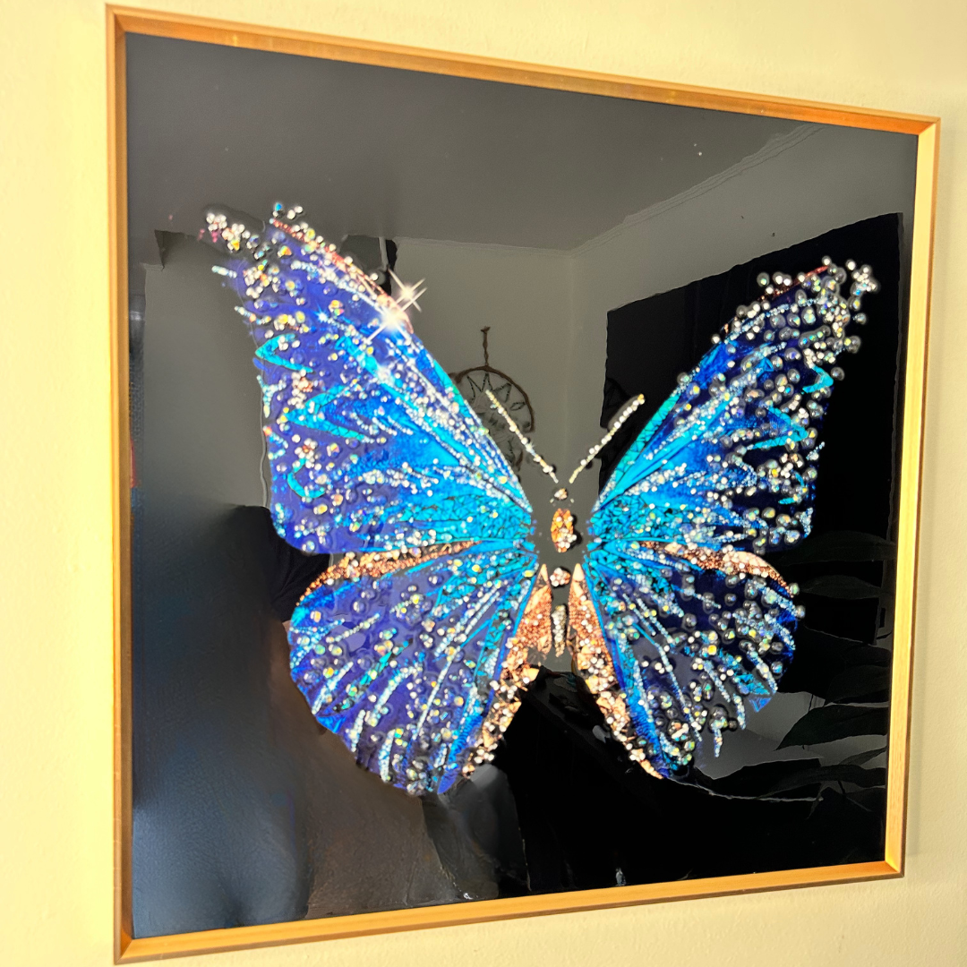Cuadro Mariposa Azul - Resina Epóxica - 62 x 62 cm