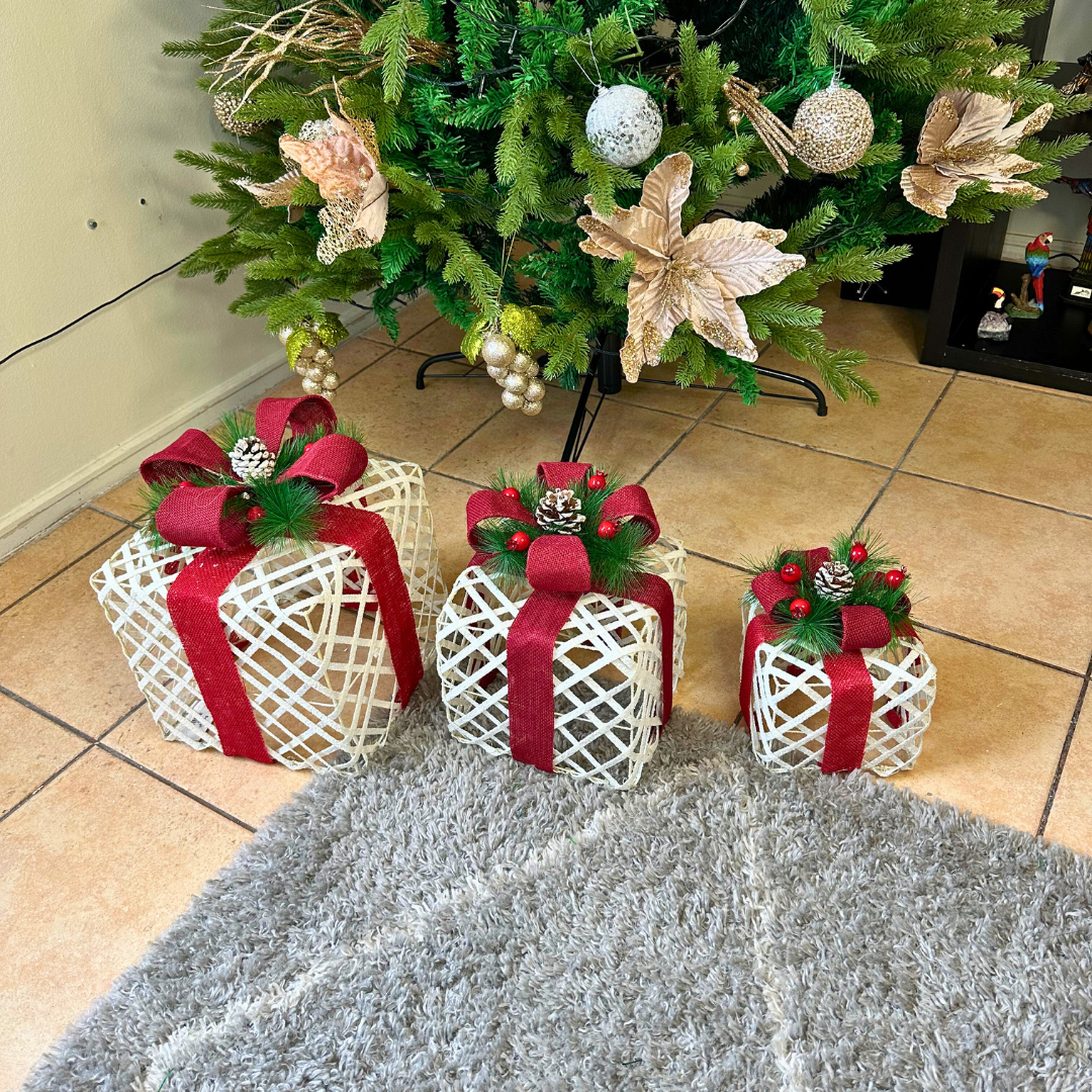 Set Regalos Navideños Blancos -  Decorativo Navideño