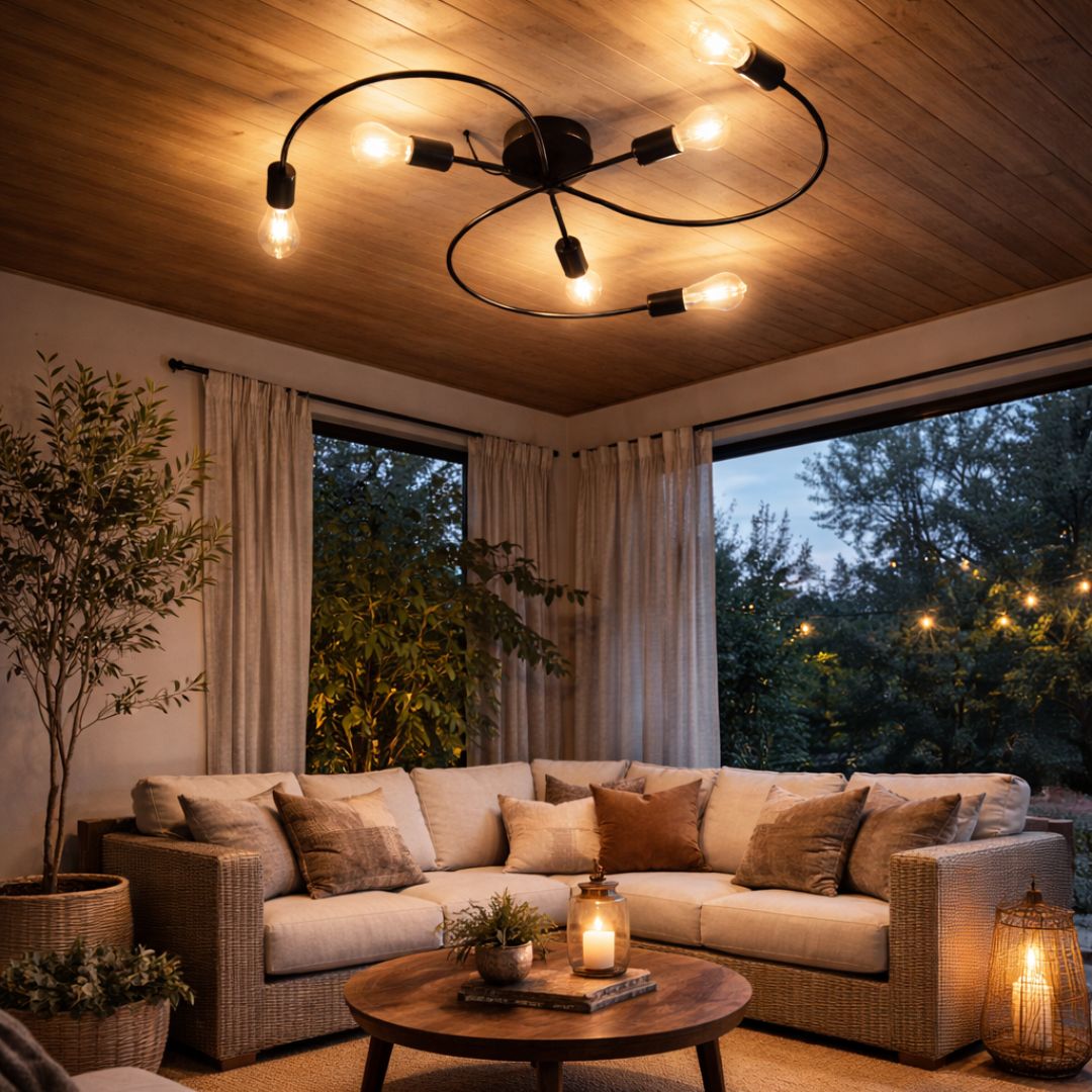 Lámpara de Techo Eclipse – 6 Luces / Metal / Negro / Incluye Ampolletas