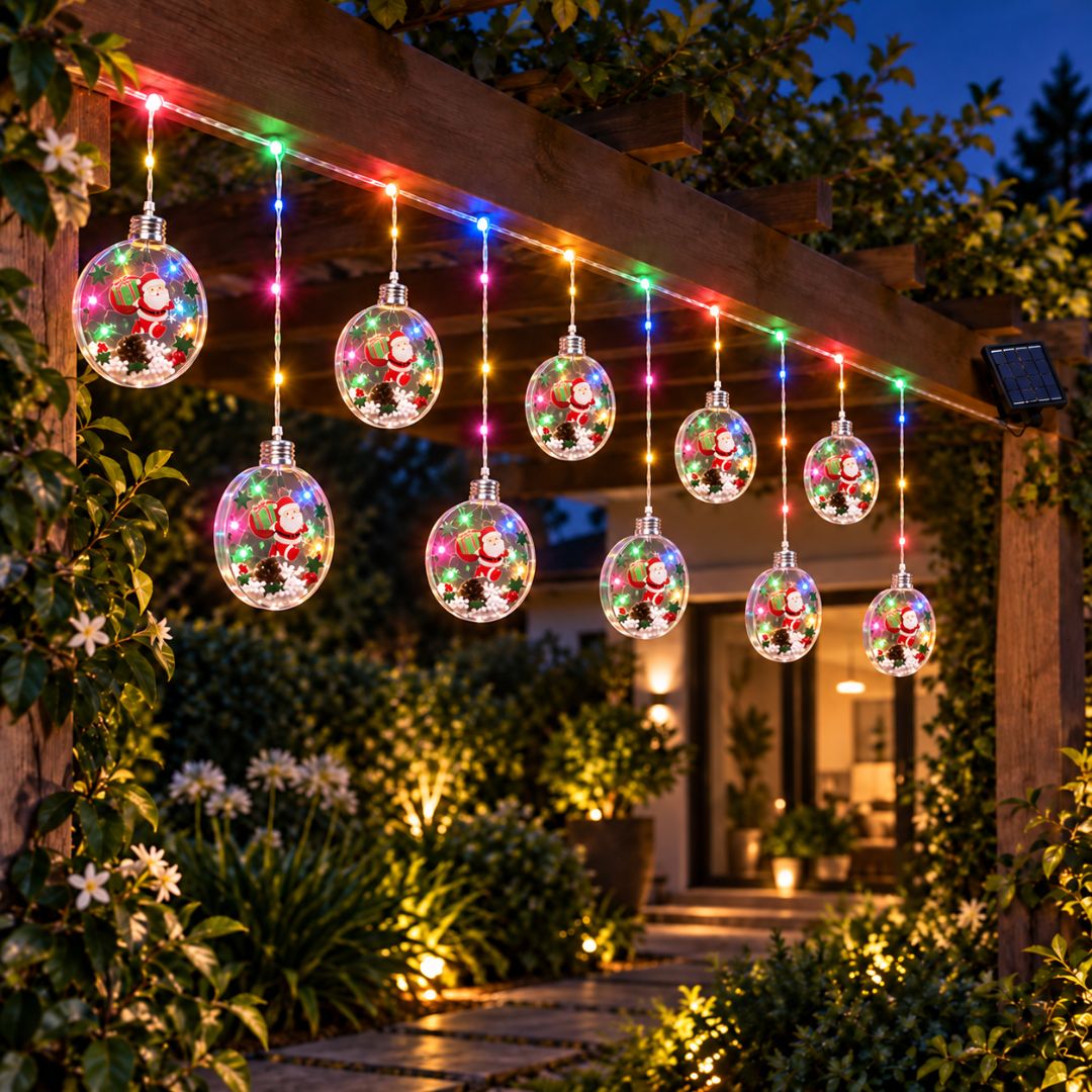 Guirnalda Solar de Esferas Navideñas 5 m – Luz Cálida o Multicolor / IP65