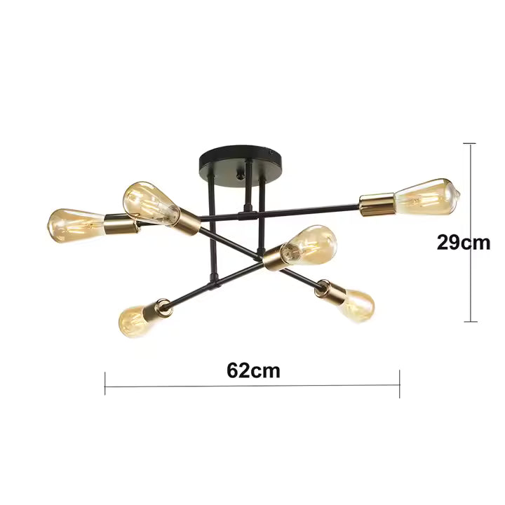Lámpara de Techo Orion Luxe – 6 Luces / Metal / Incluye Ampolletas