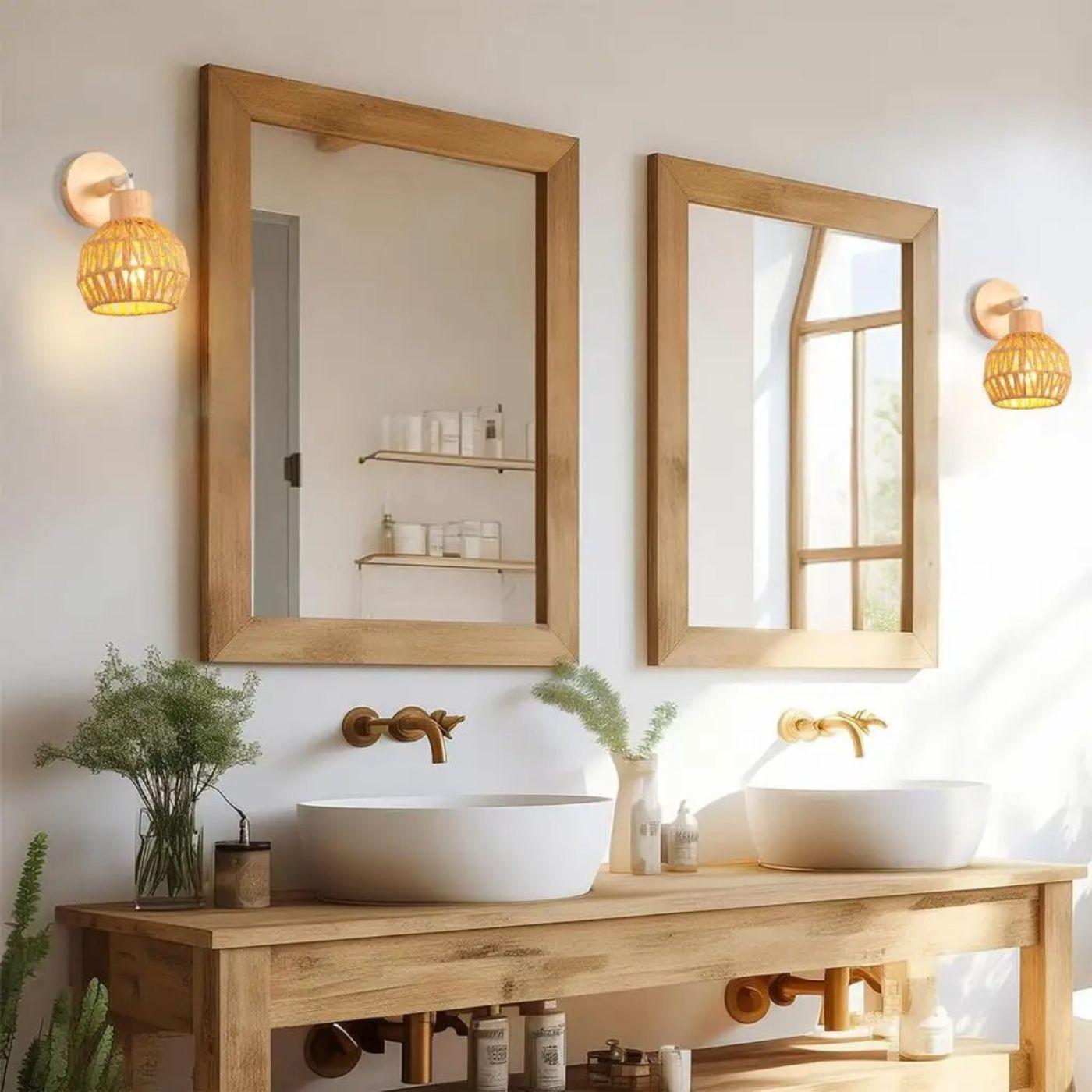 Aplique de Pared Rústico - Incluye Ampolleta / Madera / Cuerda - Disponible en Dreamy Home!