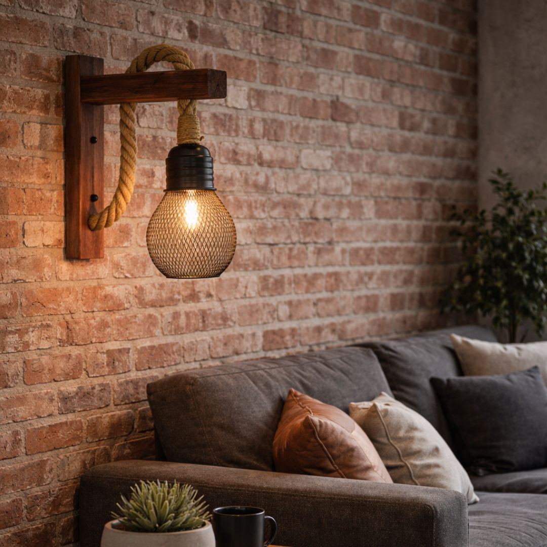 Apliqué Lámpara Globo - Metal y Madera / Incluye Ampolleta - Disponible en Dreamy Home!