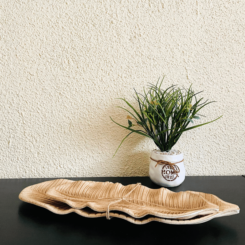 Bandeja Decorativa Diseño Hoja - 2 Unidades Madera - Decoración - Disponible en Dreamy Home!
