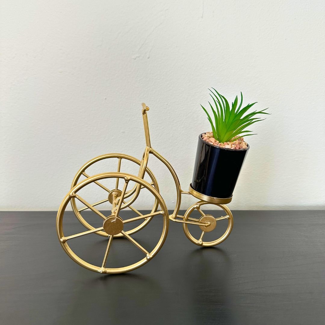 Cactus en Maceta de Bicicleta - Dorado / Decoración Interior - Disponible en Dreamy Home!