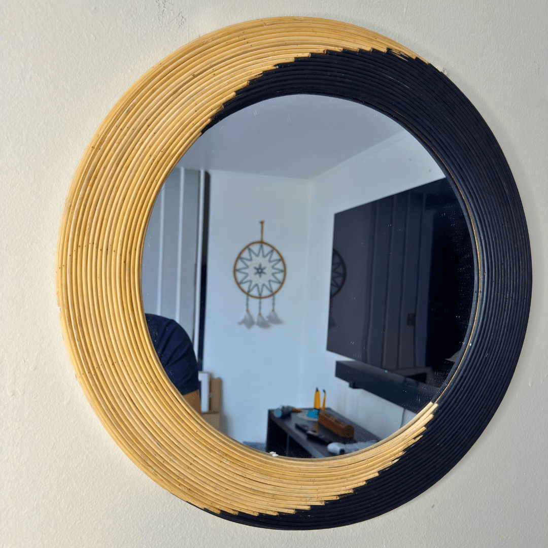 Espejo Redondo Bicolor Boho - 49 cm Diámetro - Disponible en Dreamy Home!