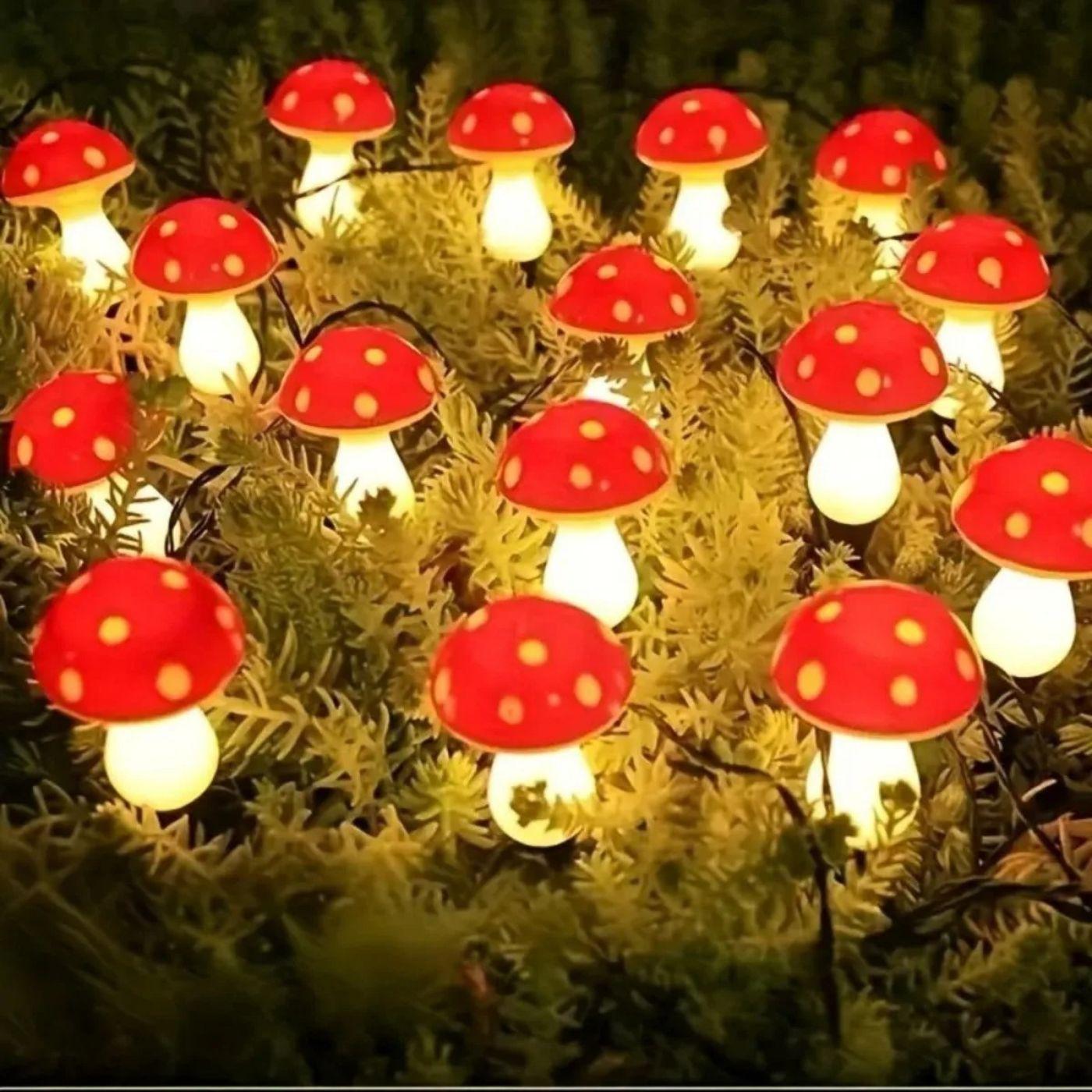 Estacas de Honguitos 12,5 m Solares - 20 Honguitos / Luz Cálida / IP65 - Disponible en Dreamy Home!