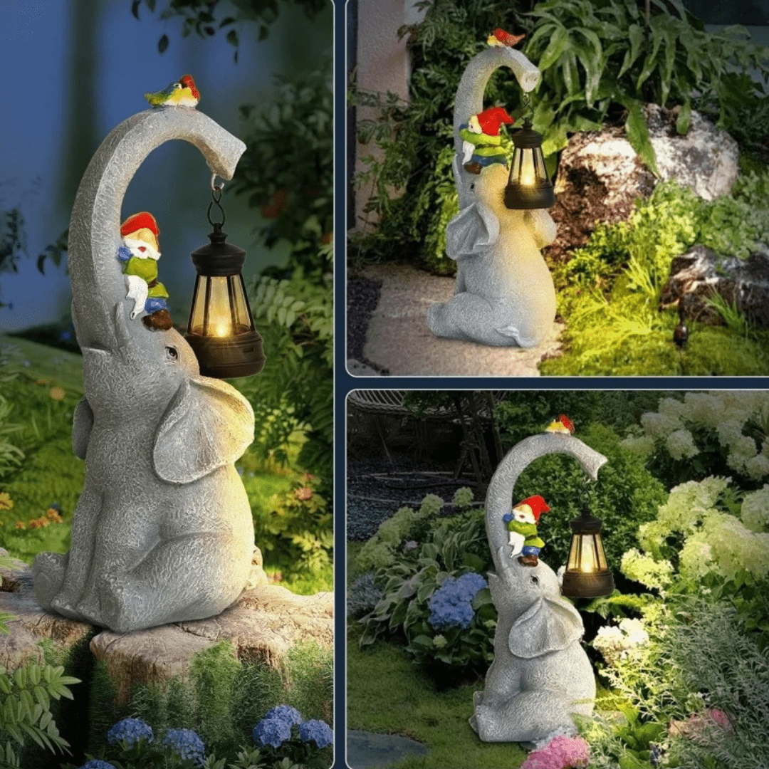 Estatua de Elefante Solar - Resina / Luz Cálida / IP65 - Disponible en Dreamy Home!