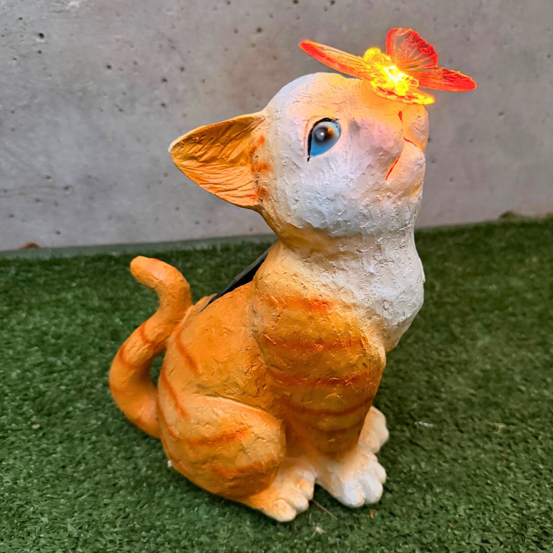 Estatua de Gato Solar - Luz Cálida / Resina/ IP65 - Disponible en Dreamy Home!