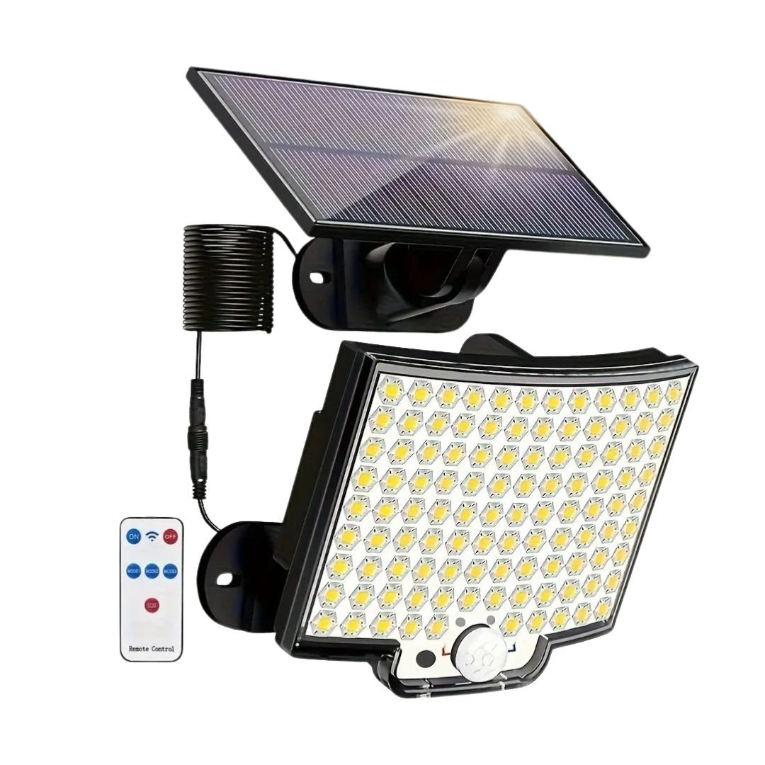 Foco Solar Curvo Compacto 100W - IP65 / Sensor / Luz Fría - Disponible en Dreamy Home!