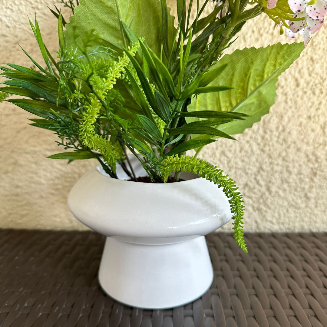 Hortensias Artificiales Rosadas - Macetero Cerámica Blanco / 30 cm - Disponible en Dreamy Home!