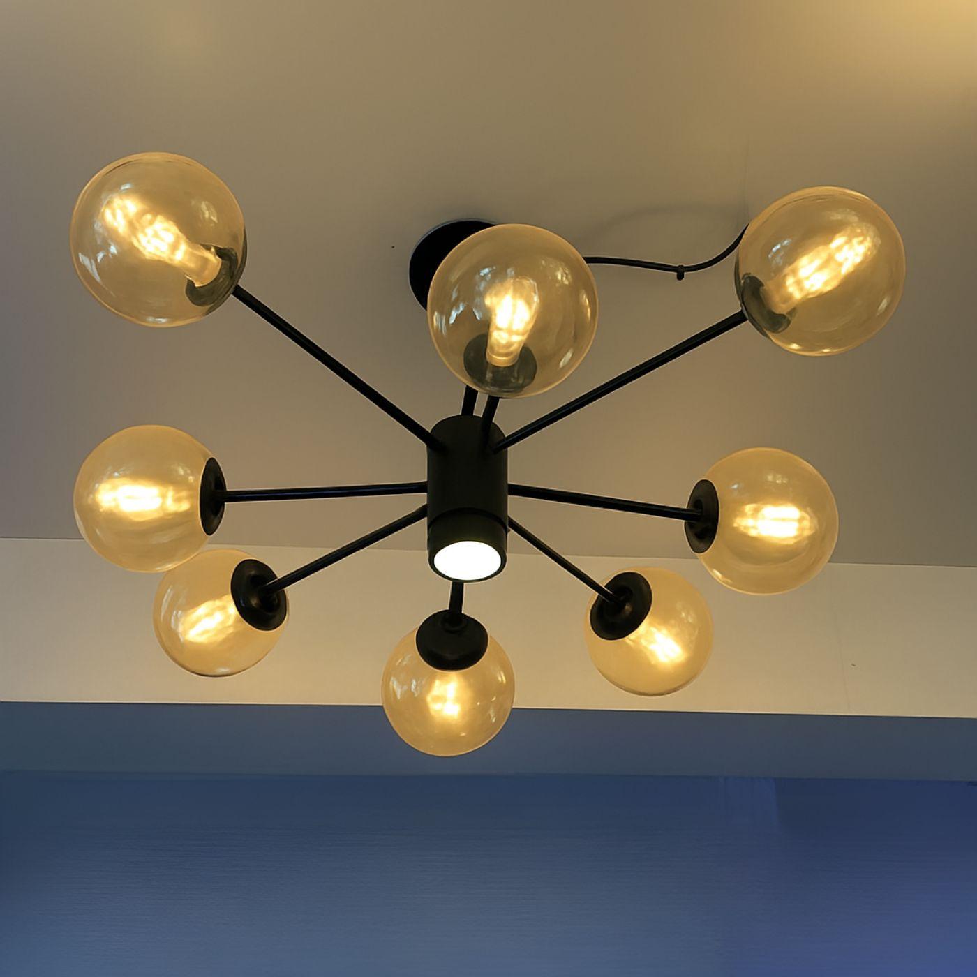 Lámpara de Techo Esfera Luxe – 9 Luces / Metal / Negra / Incluye Ampolletas - Casa y jardín - Disponible en Dreamy Home!