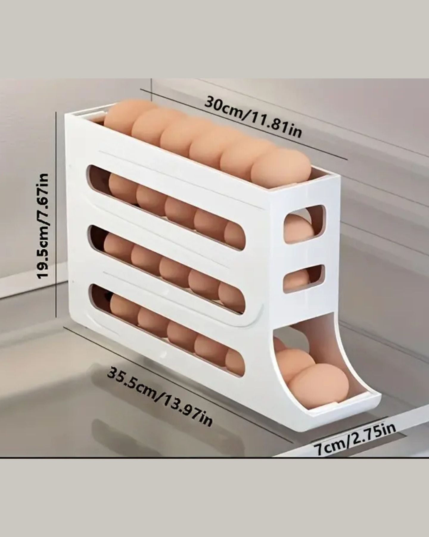 Organizador de Huevos 4 Niveles - Bajada Automatica / Cap. 20 Unidades - Disponible en Dreamy Home!