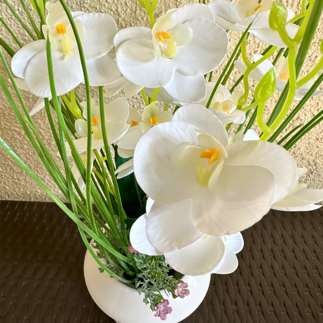 Orquídea Mariposa Blanca - Macetero Cerámica / Flores Artificiales - Disponible en Dreamy Home!