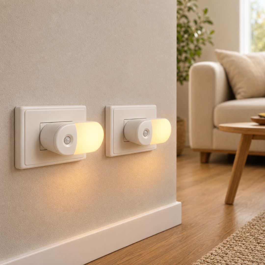 Pack de 2 Lámparas de Enchufe Led - Luz Cálida / Sensor de Movimiento - Iluminación - Disponible en Dreamy Home!