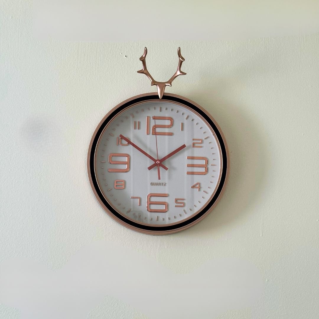Reloj Rose Gold - Motivo Reno / Números 3D / Diámetro 30 cm - Decoración - Disponible en Dreamy Home!