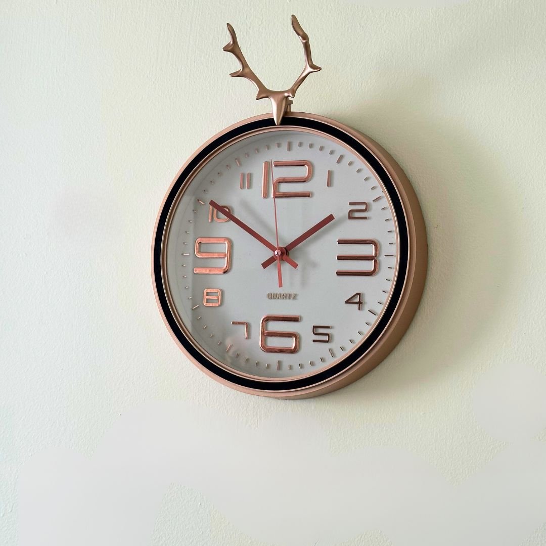 Reloj Rose Gold - Motivo Reno / Números 3D / Diámetro 30 cm - Decoración - Disponible en Dreamy Home!