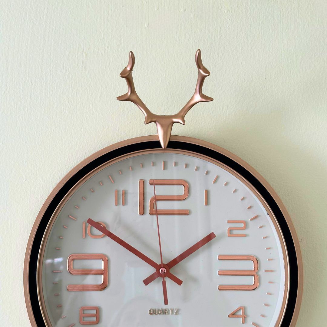 Reloj Rose Gold - Motivo Reno / Números 3D / Diámetro 30 cm - Decoración - Disponible en Dreamy Home!