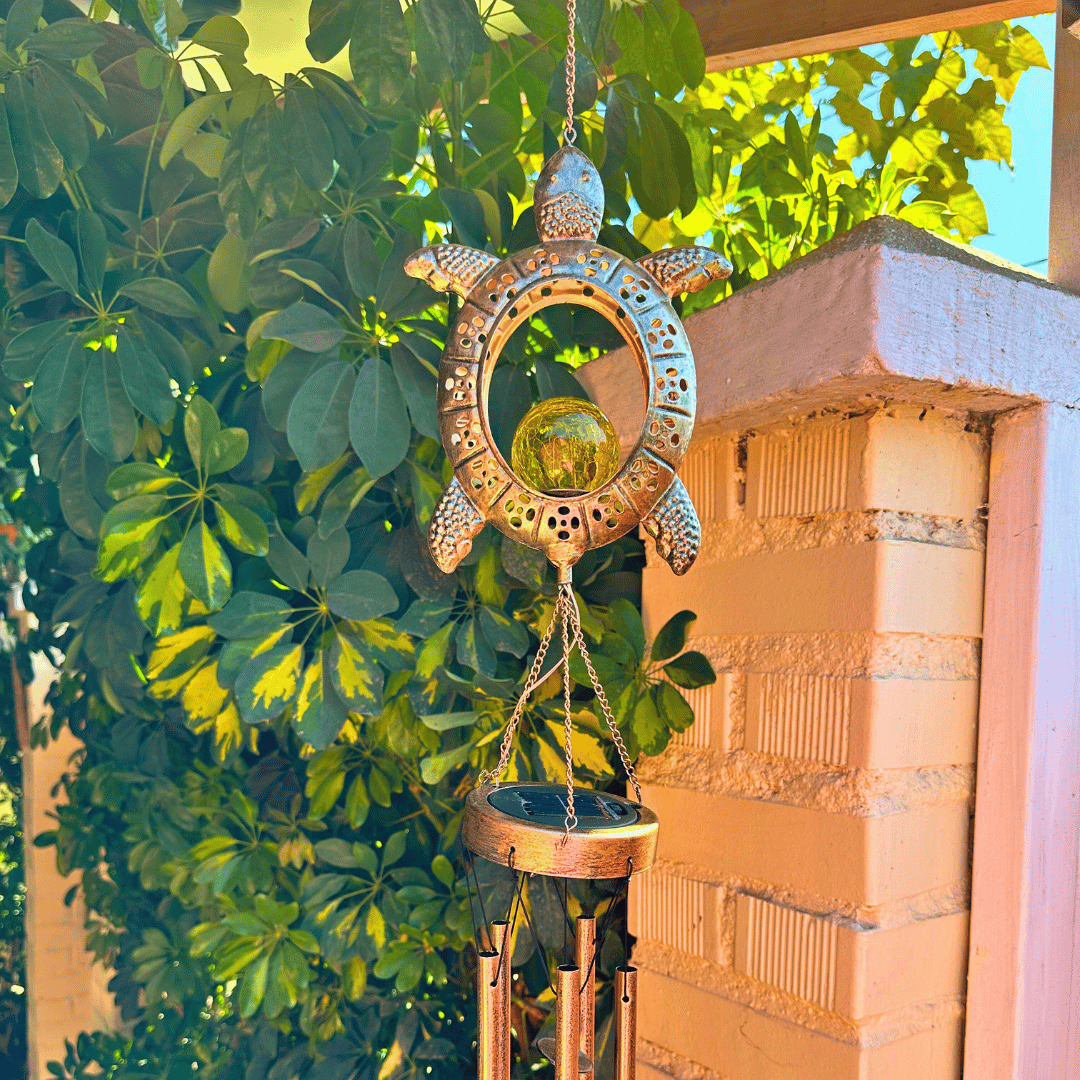 Colgante de Viento de Tortuga Solar - Metal / Luz Cálida / IP44 - Disponible en Dreamy Home!