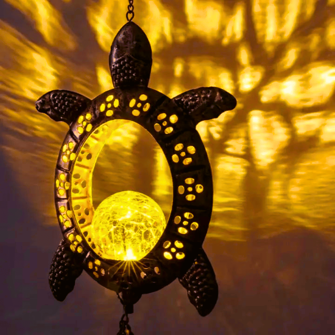 Colgante de Viento de Tortuga Solar - Metal / Luz Cálida / IP44 - Disponible en Dreamy Home!