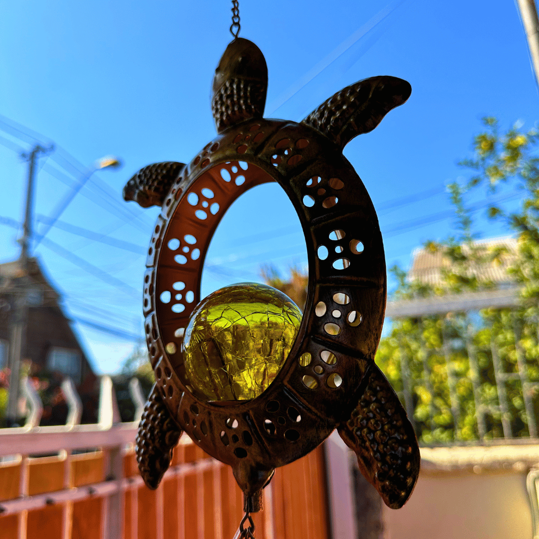 Colgante de Viento de Tortuga Solar - Metal / Luz Cálida / IP44 - Disponible en Dreamy Home!