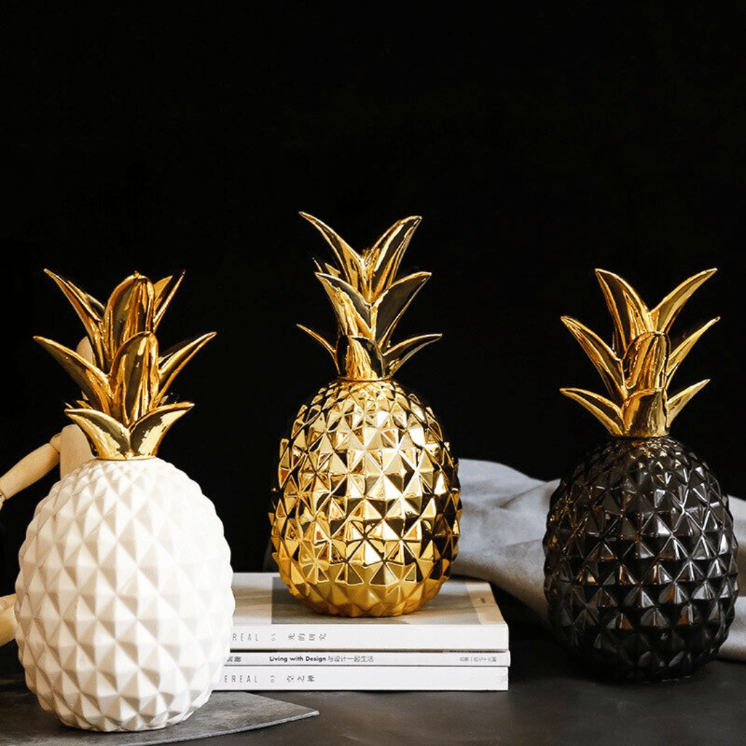 Decorativo Piña - Cerámica Dorada / Blanco o Negro / 23 cm - Disponible en Dreamy Home!