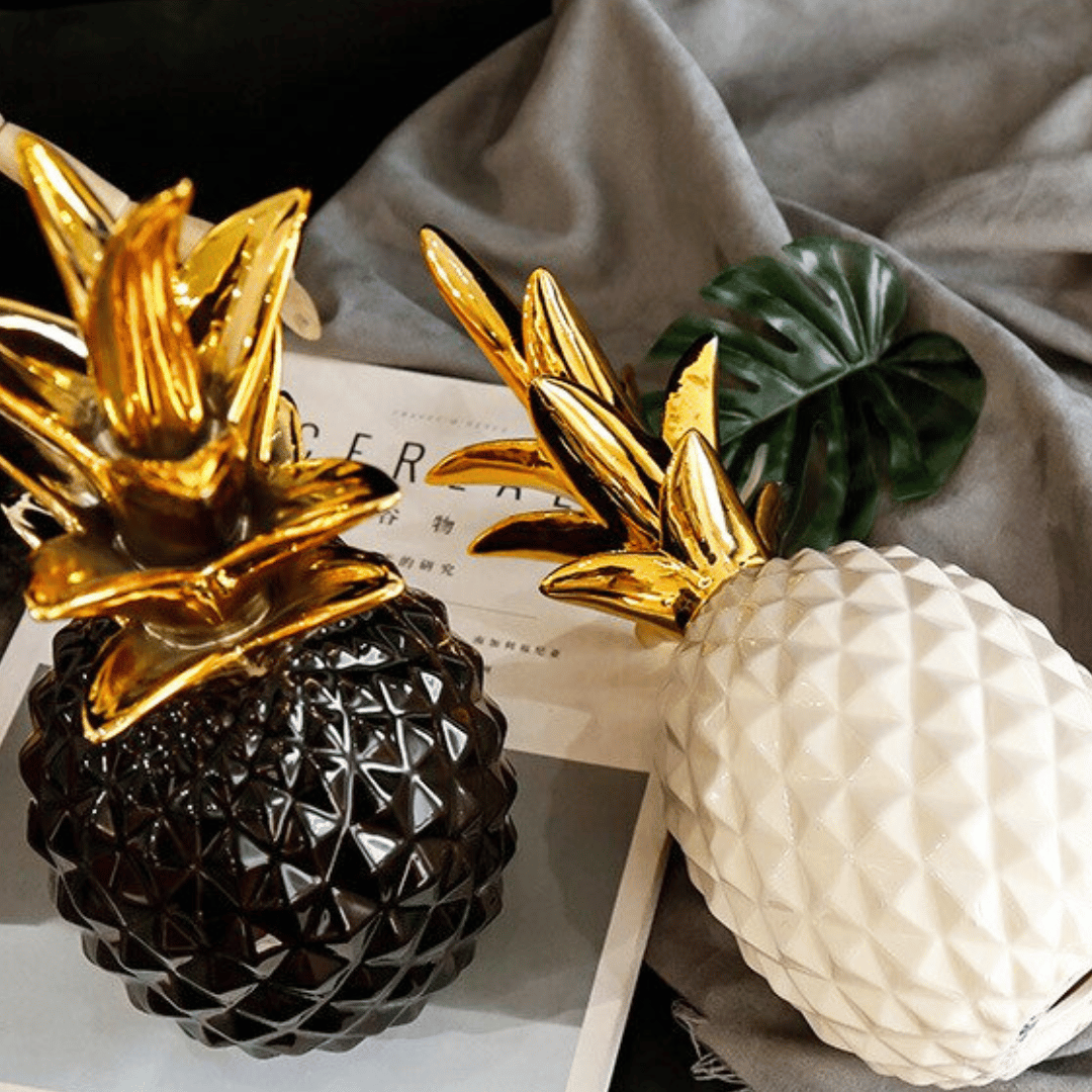 Decorativo Piña - Cerámica Dorada / Blanco o Negro / 23 cm - Disponible en Dreamy Home!