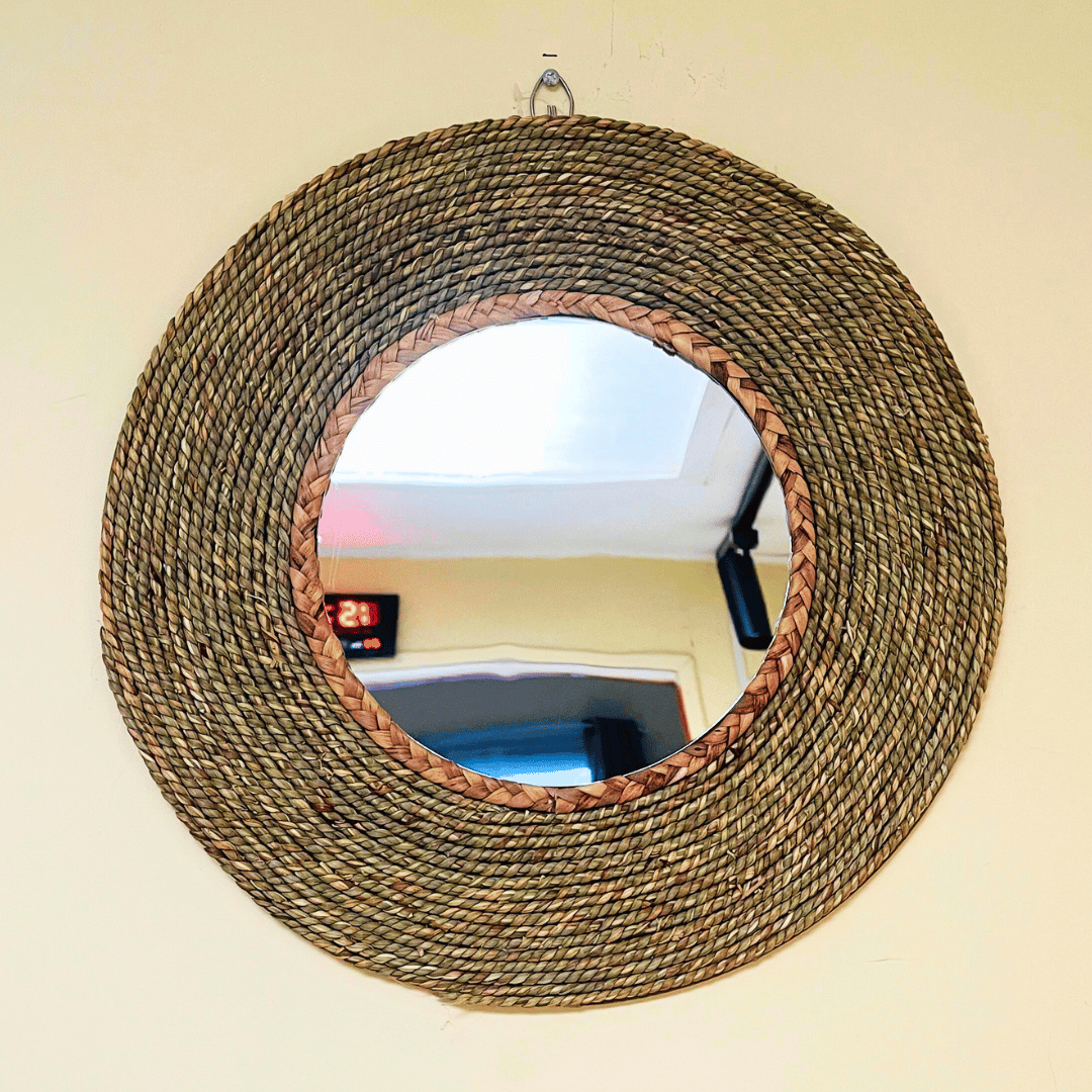 Espejo de Pared - Rafia Tejido 38,5 cm-Dreamy Home