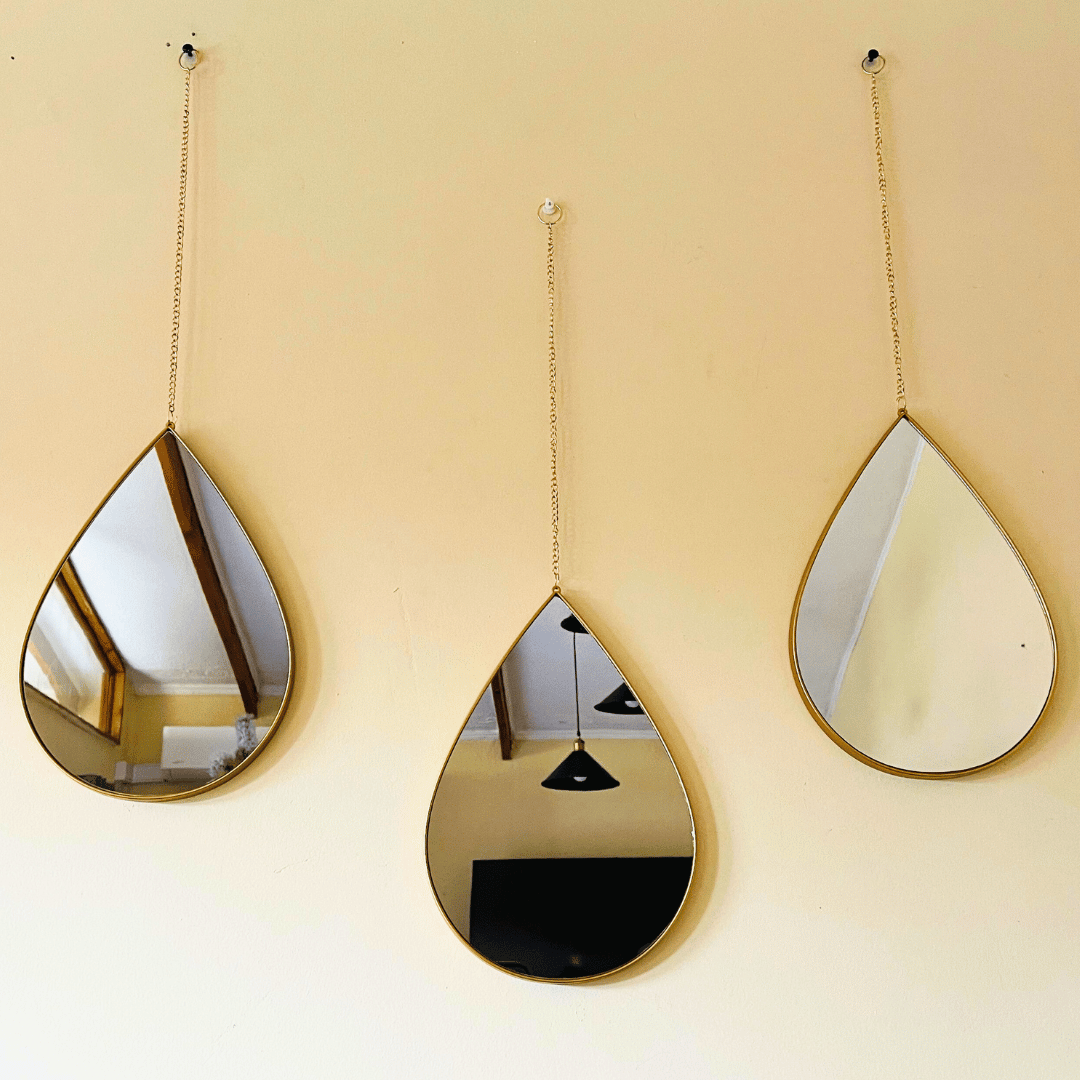 Set de 3 Espejos Diseño Gota - Metal / Dorado - Disponible en Dreamy Home!