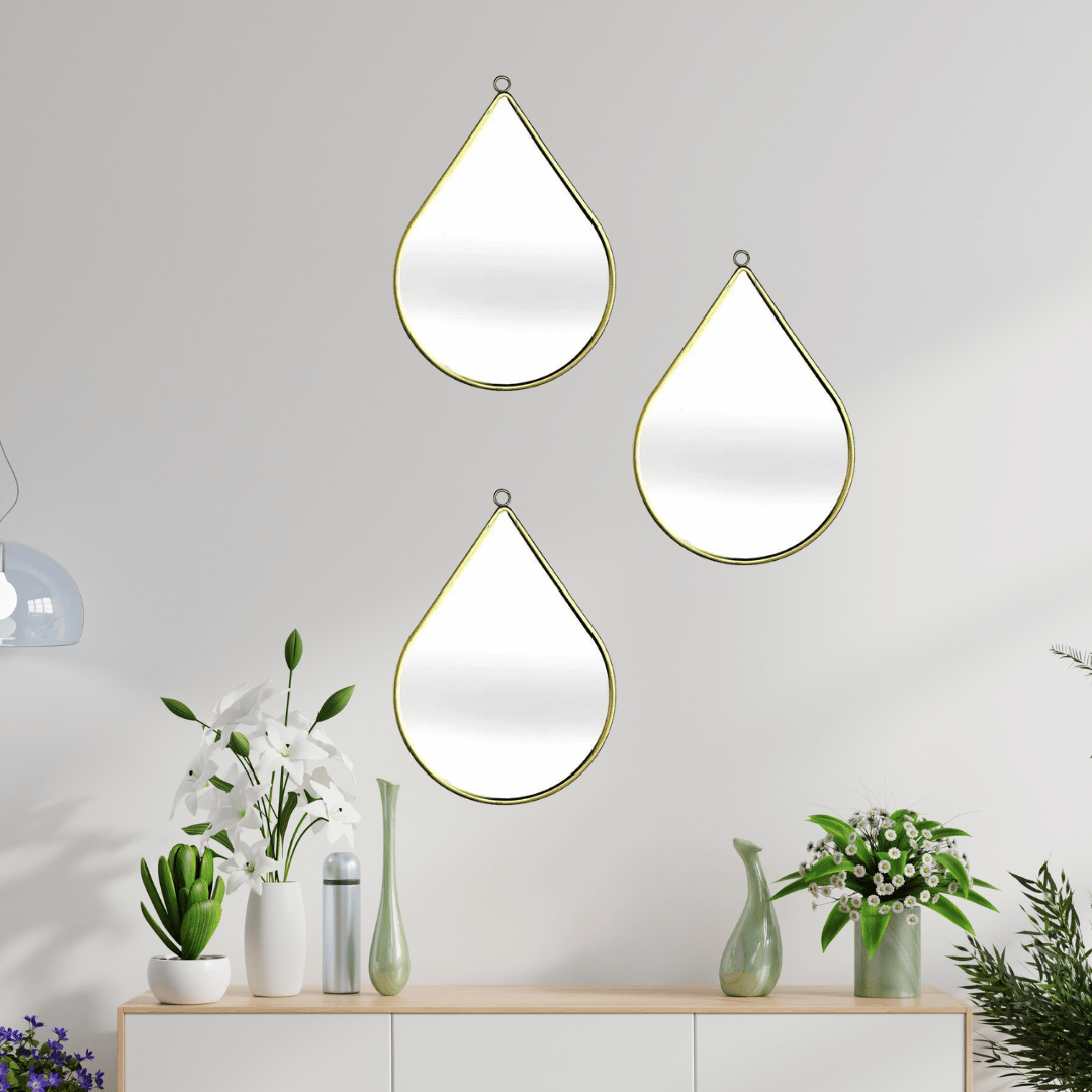 Set de 3 Espejos Diseño Gota - Metal / Dorado - Disponible en Dreamy Home!