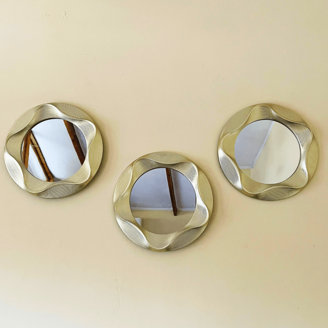 Espejo Triple Diseños - 3 Unidades Doradas-Dreamy Home