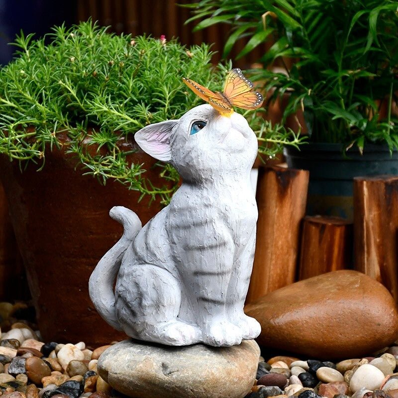 Estatua de Gato Solar - Luz Cálida / Resina/ IP65 - Disponible en Dreamy Home!