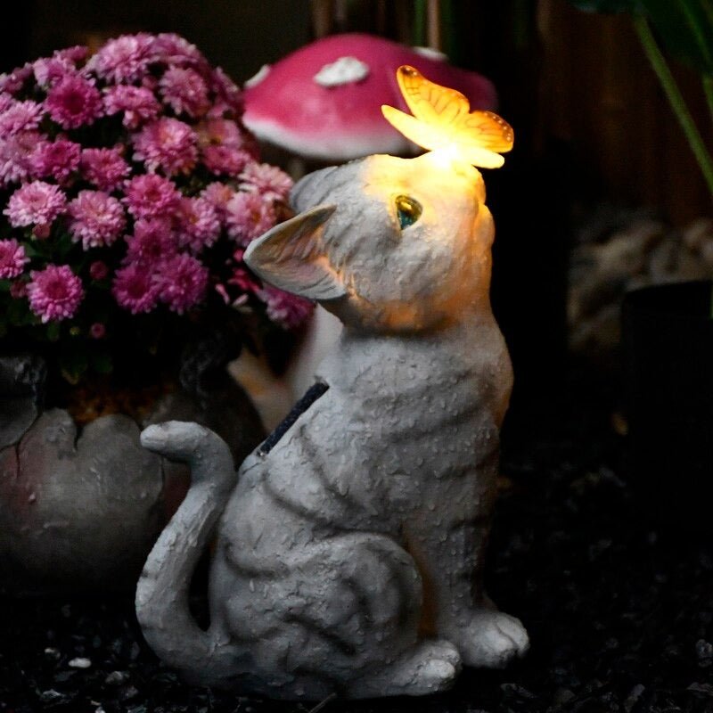 Estatua de Gato Solar - Luz Cálida / Resina/ IP65 - Disponible en Dreamy Home!