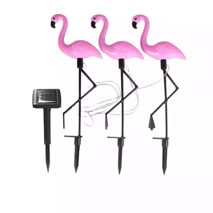 Set de 3 Flamencos Solares - Luz Cálida / IP65 - Disponible en Dreamy Home!