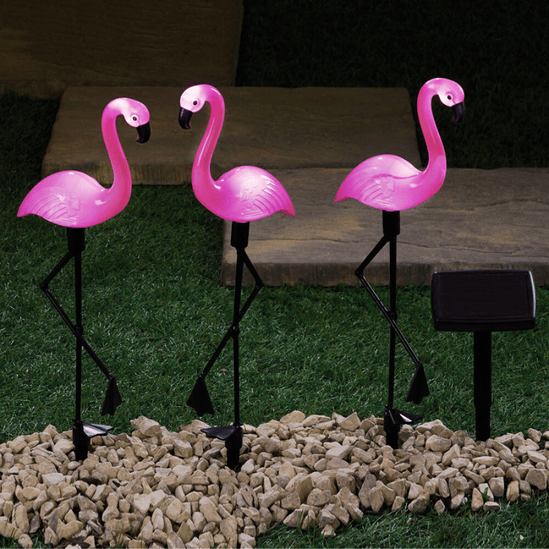 Set de 3 Flamencos Solares - Luz Cálida / IP65 - Disponible en Dreamy Home!