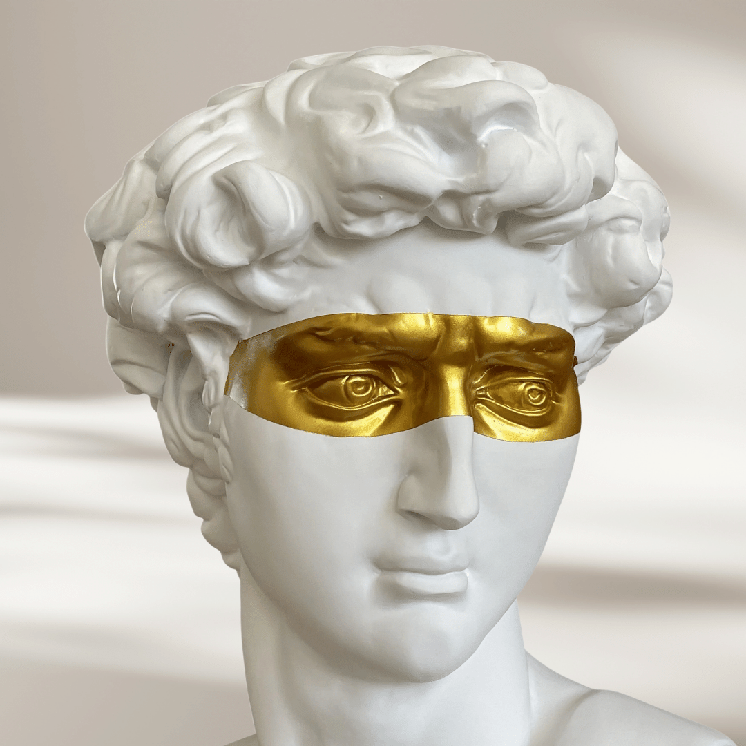 Florero Hombre Griego - Busto Decorativo Negro / Detalle Dorado / Resina - Disponible en Dreamy Home!