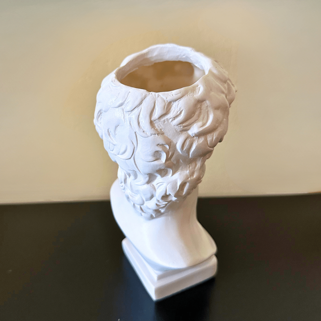 Florero Hombre Griego - Busto Decorativo Negro / Detalle Dorado / Resina - Disponible en Dreamy Home!