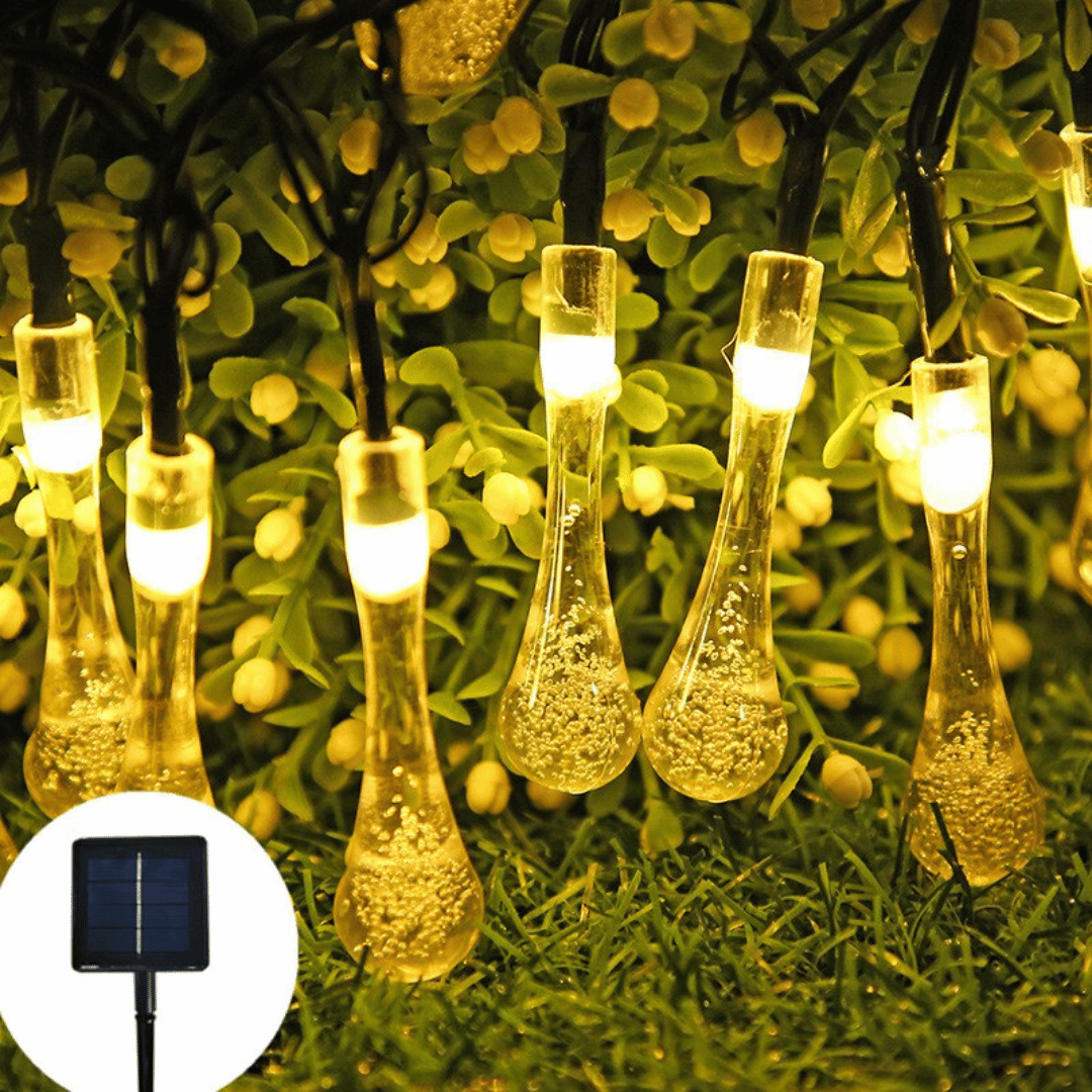 Guirnalda de Lágrimas Solares - Luz Cálida / Largo 5 m / IP65 - Disponible en Dreamy Home!