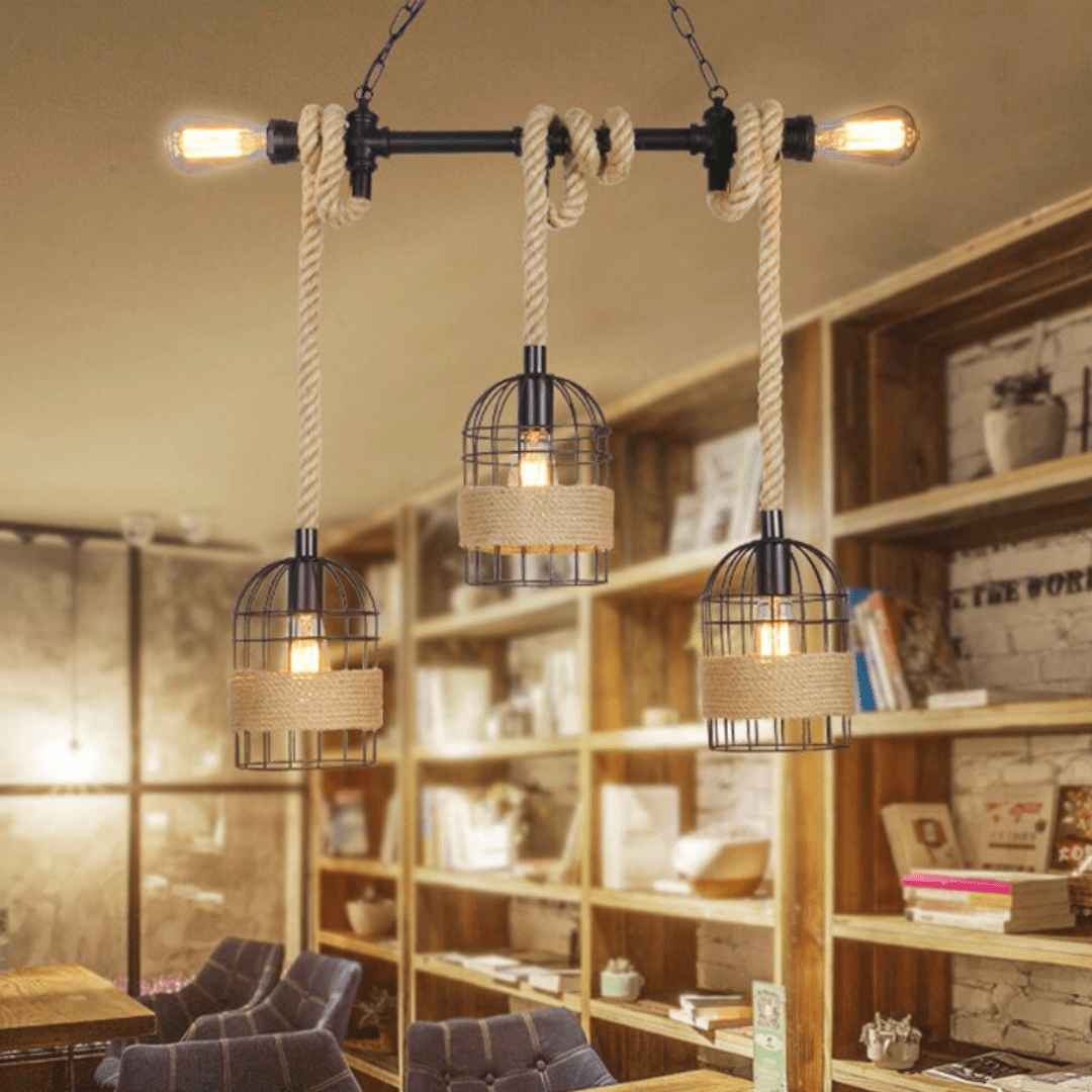 Lámpara Colgante Macramé Triple - Metal / Incluye Ampolleta - Disponible en Dreamy Home!