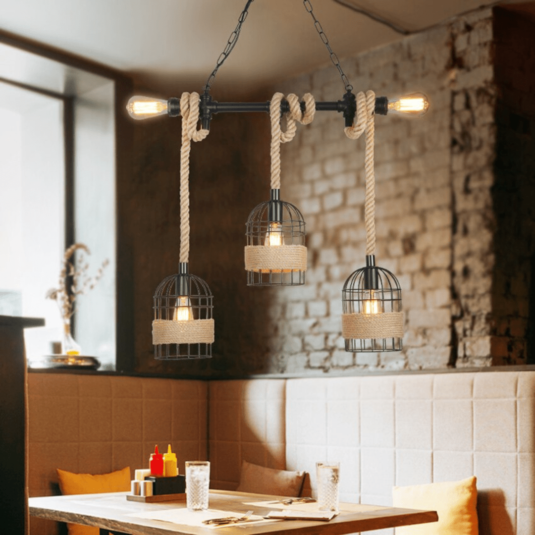 Lámpara Colgante Macramé Triple - Metal / Incluye Ampolleta - Disponible en Dreamy Home!