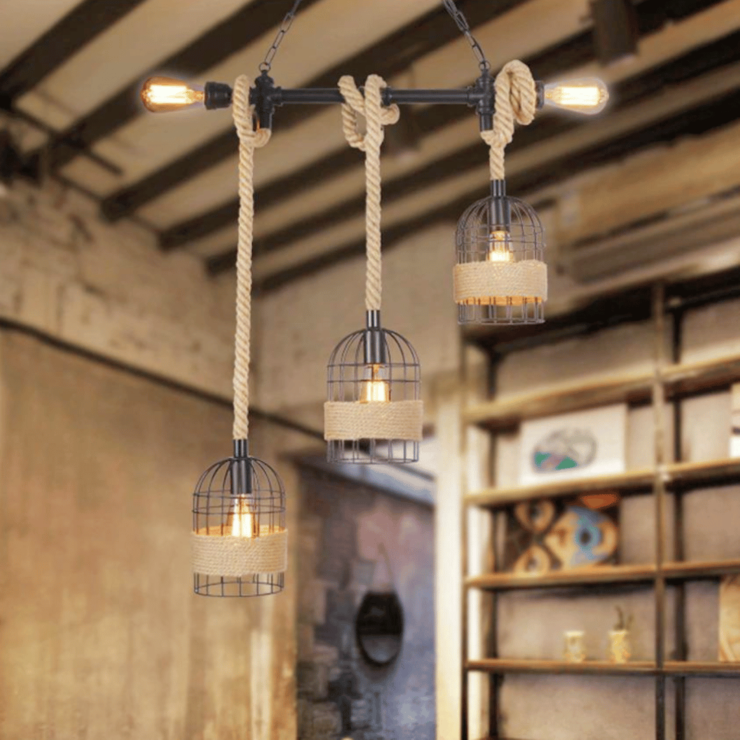 Lámpara Colgante Macramé Triple - Metal / Incluye Ampolleta - Disponible en Dreamy Home!