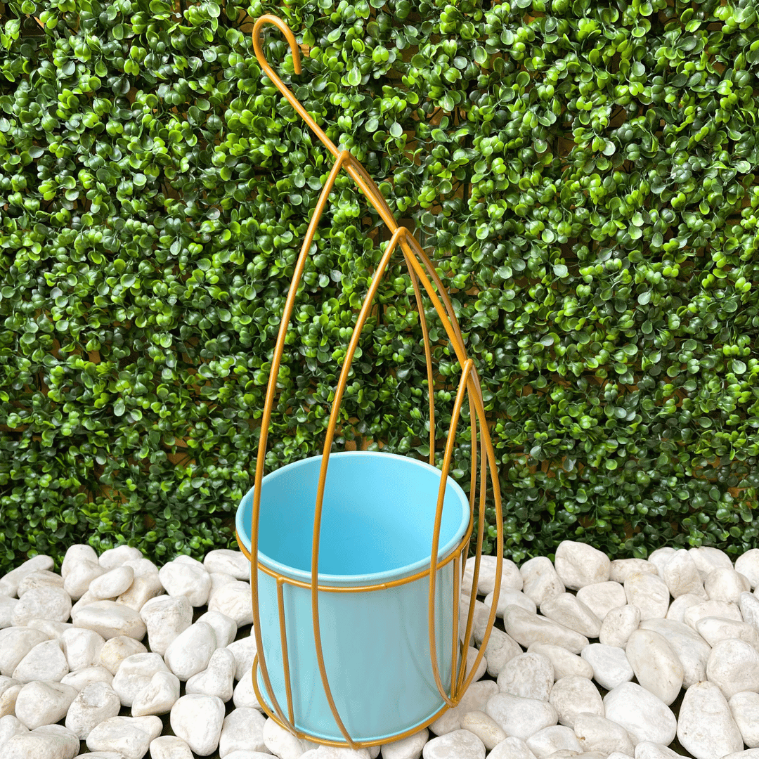 Macetero de Hoja Colgante - Detalle dorado-Dreamy Home