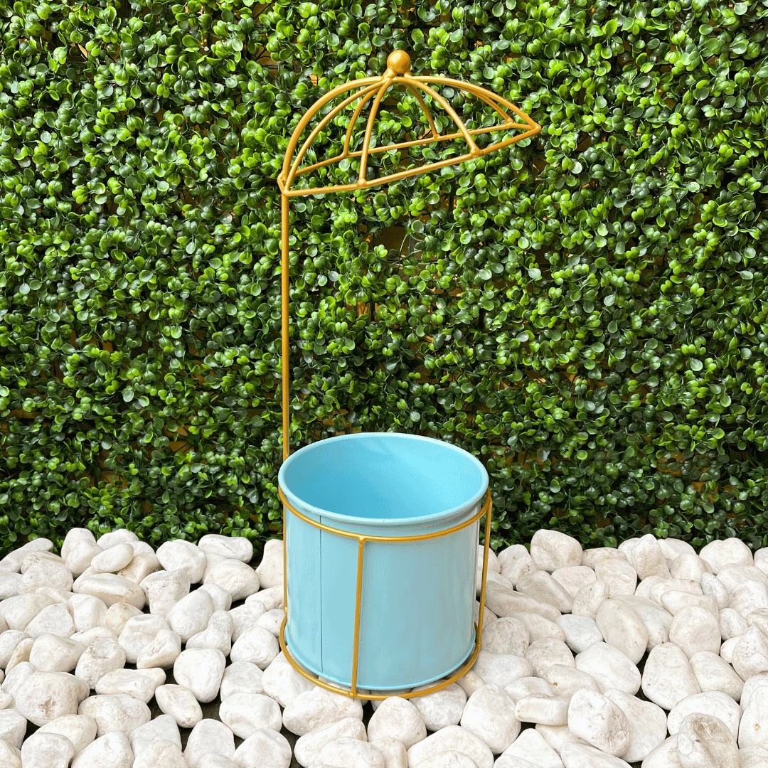 Macetero Umbrella - Estructura Metálica Dorada / Base Negra / 38 cm Alto - Decoración - Disponible en Dreamy Home!