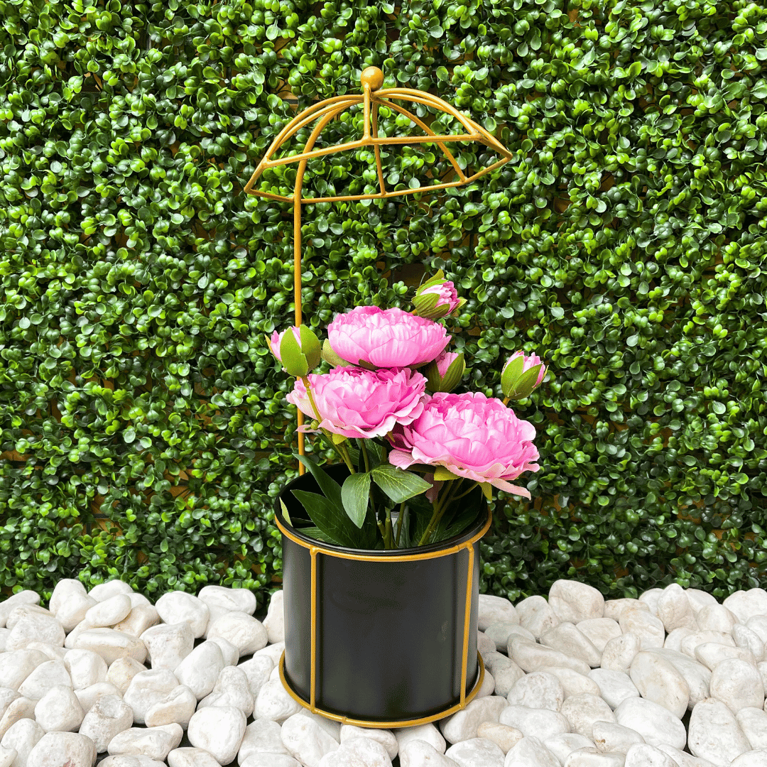 Macetero Umbrella - Estructura Metálica Dorada / Base Negra / 38 cm Alto - Decoración - Disponible en Dreamy Home!
