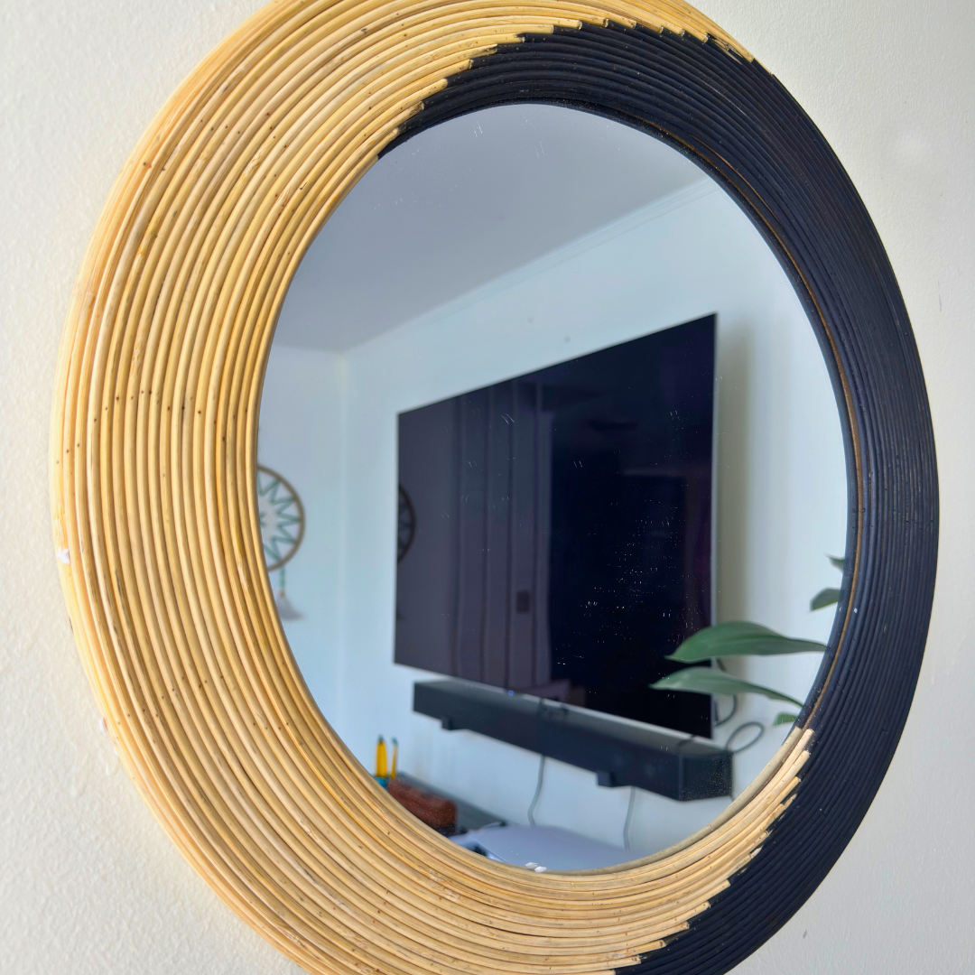 Espejo Redondo Bicolor Boho - 49 cm Diámetro