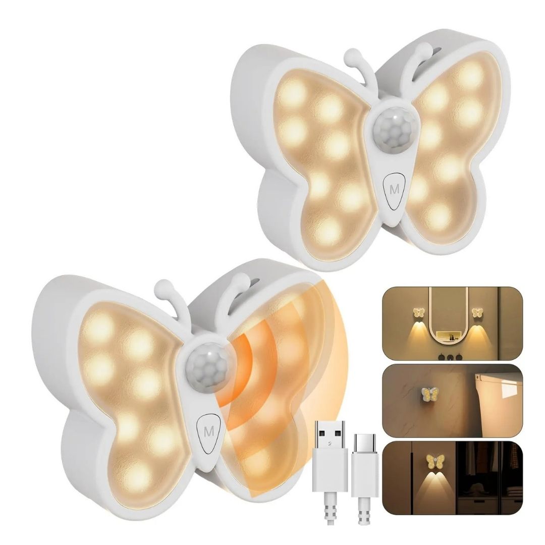 Luz Mariposa Recargable - Sensor de Movimiento / Cálido / USB-C