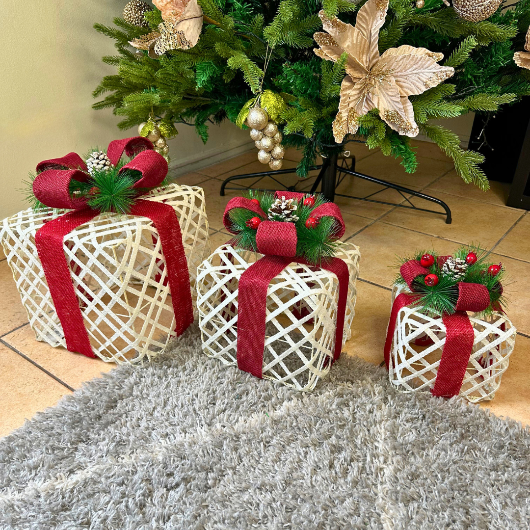 Set Regalos Navideños Blancos -  Decorativo Navideño