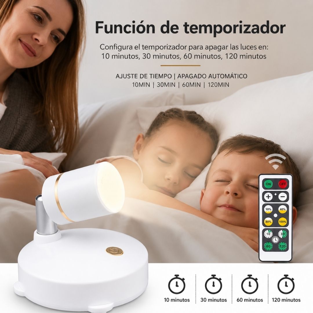 Pack 2 Focos LED Spot Touch – Pilas AA / Control Remoto / Luz Regulable
