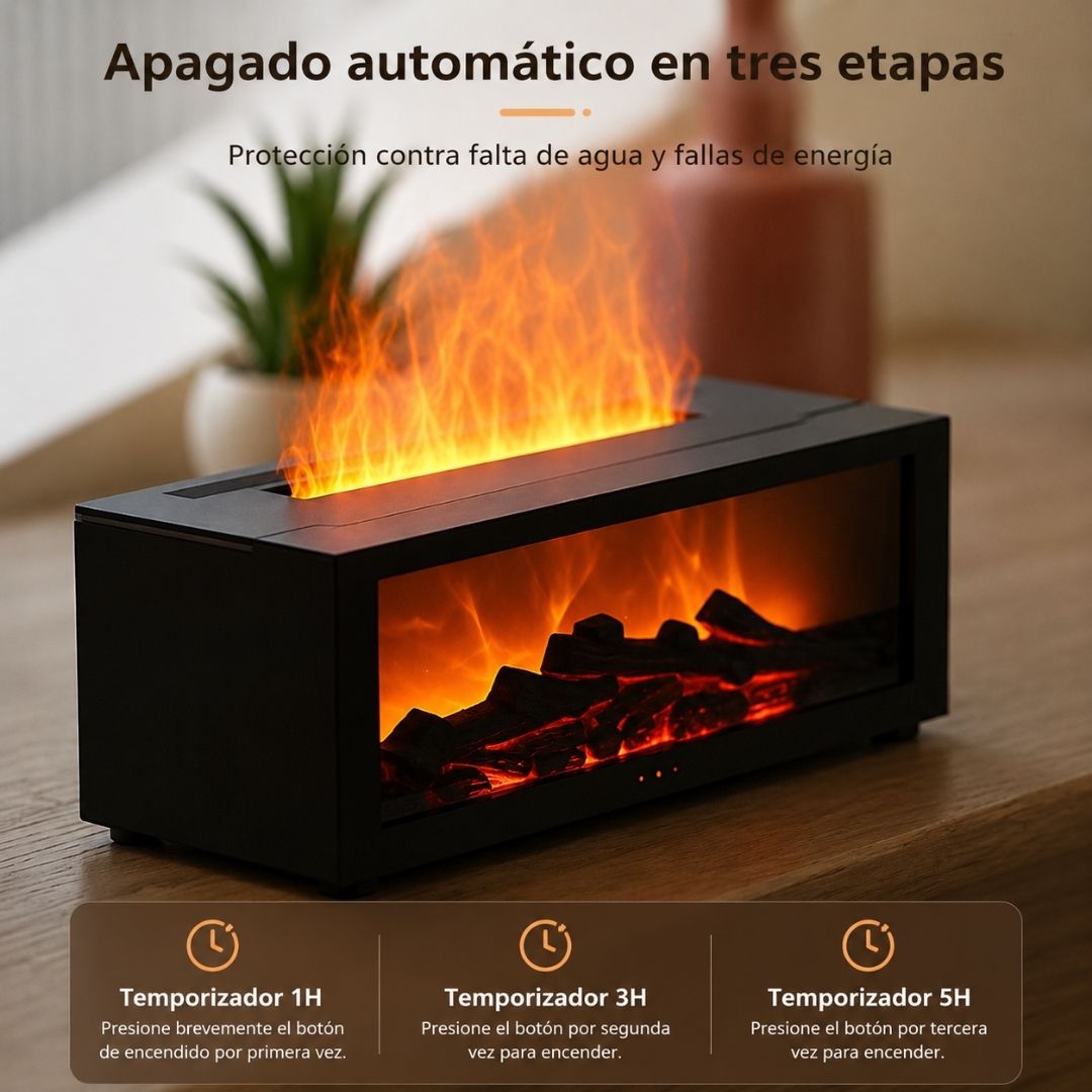 Humidificador Chimenea LED – Aroma / Temporizador / Efecto Llama