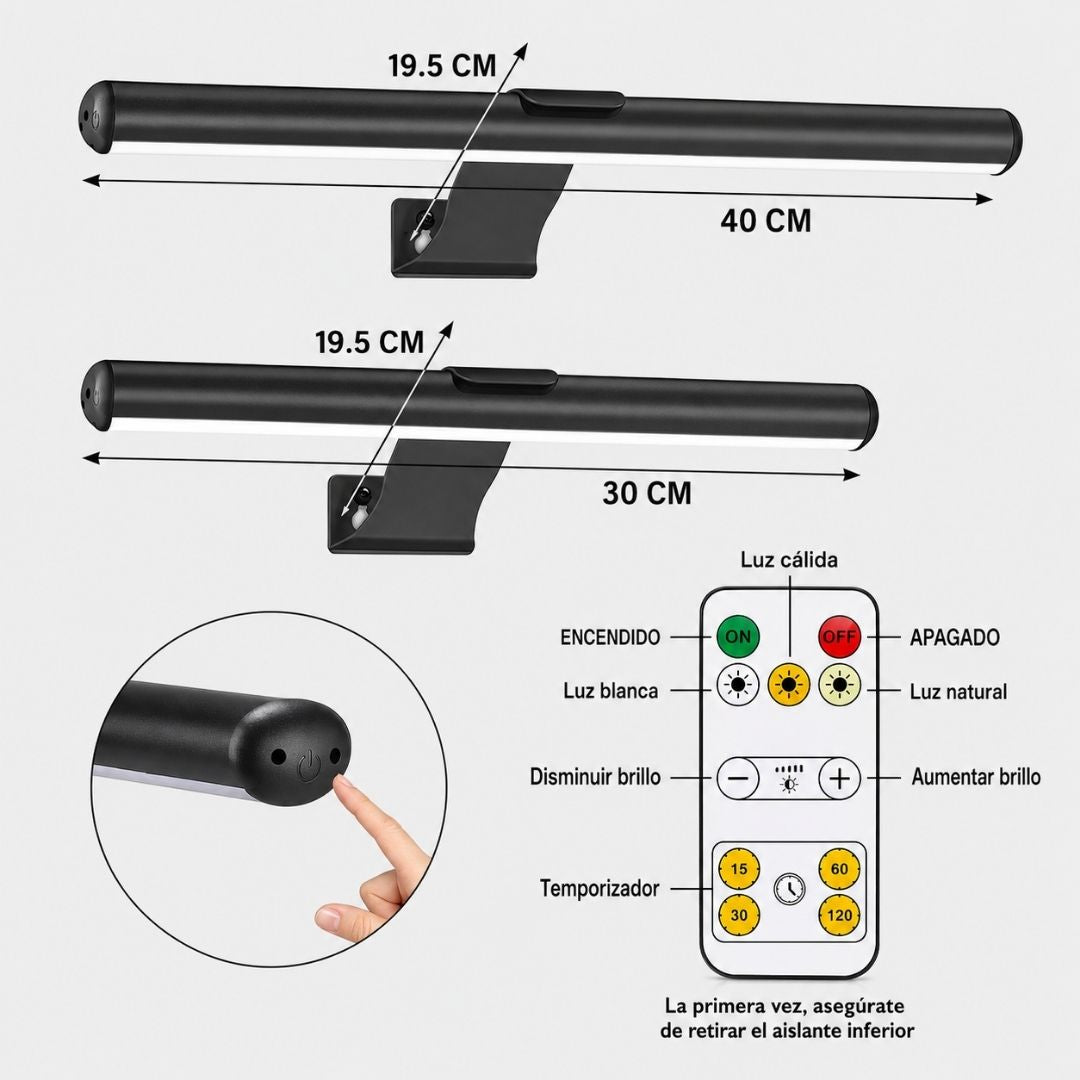 Lámpara Mural Recargable - Pack 2 Un. / 32 cm / 3 Tonos de Luz